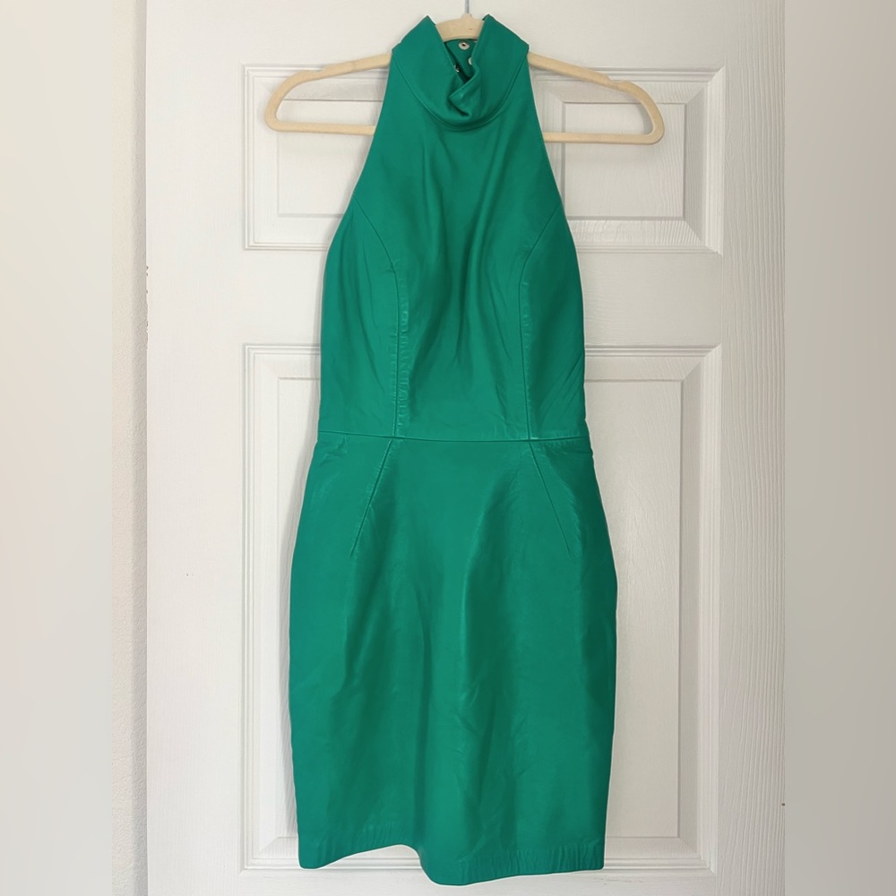 RARE 80s Michael Hoban North Beach Leather Dress